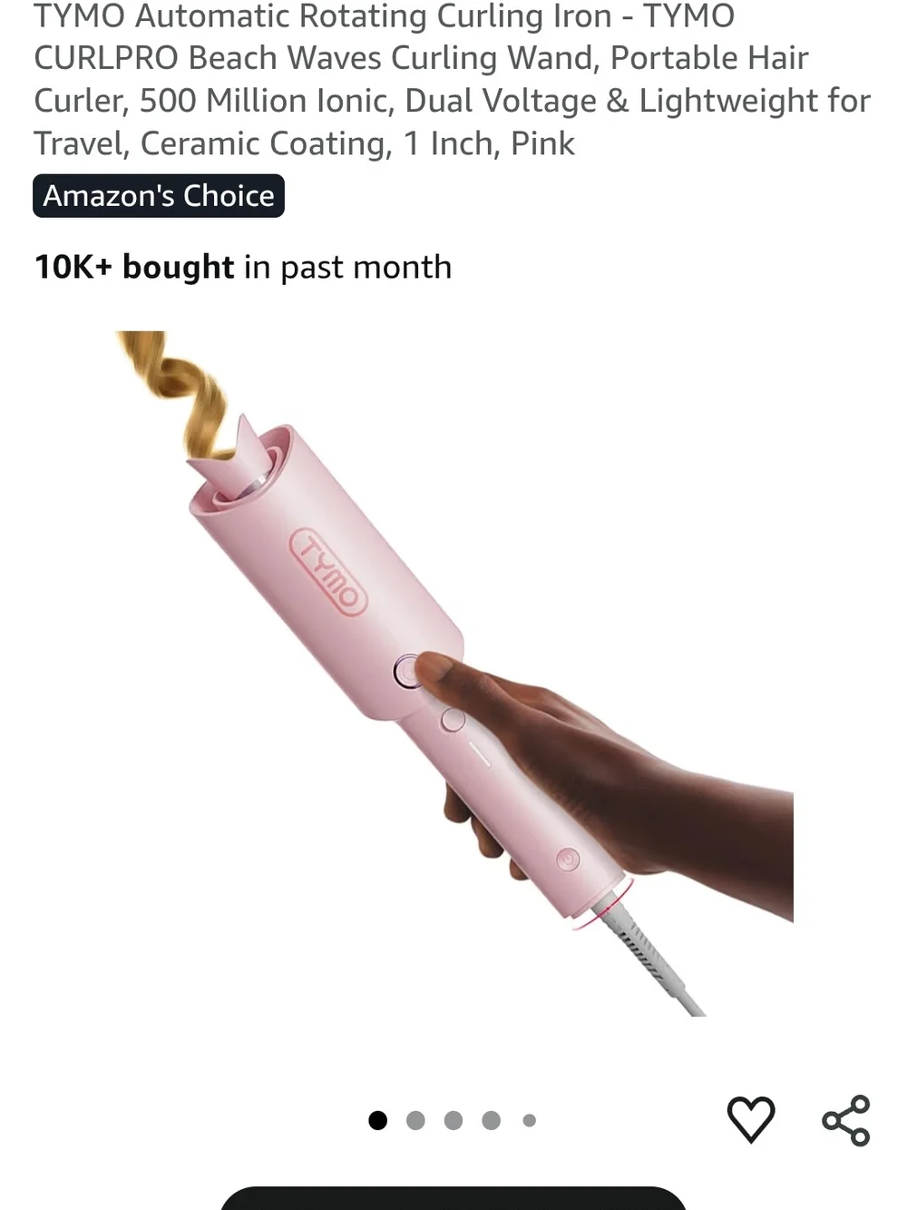 TYMO Pink Automatic Rotating Curling Iron - 1 Inch